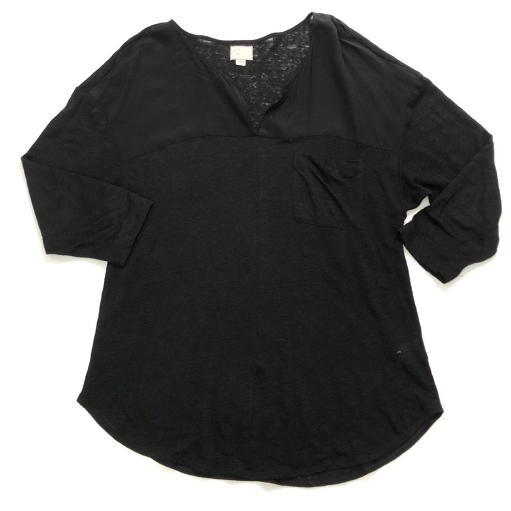 Anthropologie Postmark Silk Linen Mixed Media Top